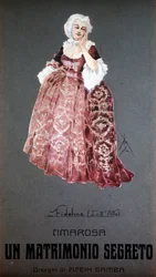 Karakter "" Fidalma "" i "" Secret Marriage "" av Domenico Cimarosa (1749 - 1801). Kostyme til F. Gamba - Scala fra Milano