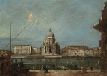 Utsikt over Canal Grande i Venezia med kirken Santa Maria della Salute