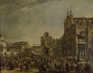 Pave Pius VI velsigner mengden på Campo SS. Giovanni og Paolo, 1700-tallet