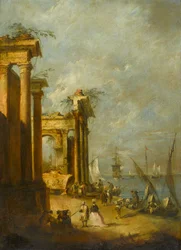 Romerske ruiner nær lagunen, ca. 1765-1775