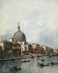 Kirken San Simeone Piccolo på Canal Grande, Venezia (olje på lerret)