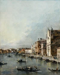 Santa Lucia-kirken på Canal Grande, Venezia (olje på lerret)