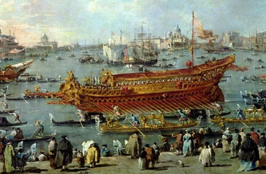 «Bucentaurs» avreise mot Lido di Venezia på Kristi himmelfartsdag, detalj av båten, 1766-70