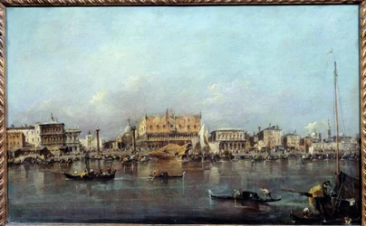 Dogepalasset sett fra havet Maleri av Francesco Guardi (1712-1793) Søn fra 1700-tallet. 0,42x0,68m.