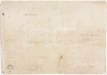 Tre skisser av buer (verso)