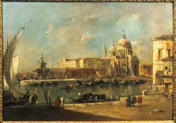 Utsikt over Dogana og Santa Maria della Salute, Venezia (olje på lerret)