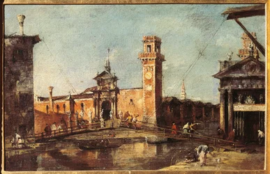 Utsikt over arsenalet i Venezia (olje på lerret, ca. 1780)
