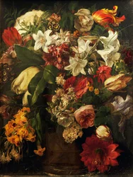 Blomster, av Francesco Hayez (1791-1882), olje på lerret, 51x39,2 cm