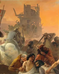 Tørsten led av de første korsfarerne i Jerusalem, av Francesco Hayez, detalj