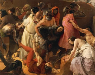 Tørsten led av de første korsfarerne i Jerusalem, av Francesco Hayez, detalj