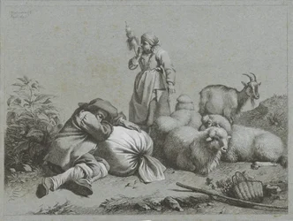 Hyrde og gjeterinne med sau og geit Shepherd-scener (serietittel)