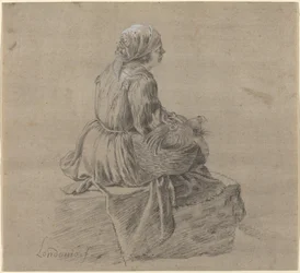 Sittende bondekvinne