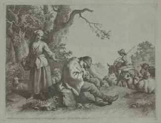 Sovende gjetergutt og kvinne med et barn, 17591782.