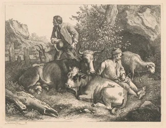 To gjetere med ku og kalv, etter 1776.