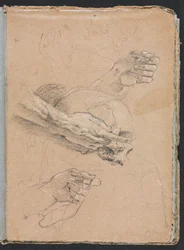 Verona Sketchbook: Studie av hender og hodeskalle (side 21)