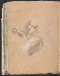 Verona Sketchbook: Naken kvinne ser over venstre skulder (side 74)