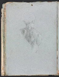 Verona Skissebok: Nakent hode og skuldre bakfra, side 62, 1760.