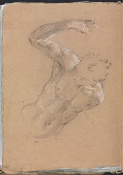 Verona Skissebok: Nakenmann med hevet høyre arm (side 32)