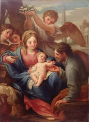 Madonna og barnet med St. Josef, eller Hvilen på flukten til Egypt (olje på lerret)