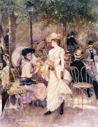 Figurer i en park,