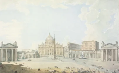 St. Peters, basilikaen og piazzaen (wc over etset omriss)