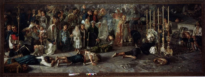 Il voto (Fete til hyllest til St Pantaleon 27. juli i Miglianico i Abruzzo, Italia) - olje på lerret