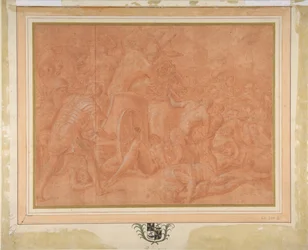 Odyssevs og hans følgesvenner kjemper mot kikonerne foran byen Ismaros, studie, 1555-60