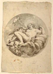 Tegning, prosjekt for takfreske: Leda og svanen, ca. 1775