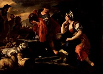 Jacob og Rachel ved brønnen (olje på lerret)