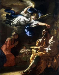 «Josefs drøm» eller «Josef og engelen» eller «Sankt Josefs drøm». Maleri av Francesco Solimena (1657–1747) 1696–1697 Paris, Louvre-museet