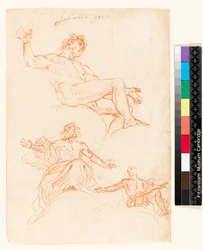 Recto: Studieark. Verso: Små blekkskribler, muligens en draperistudie? , 1700-1799
