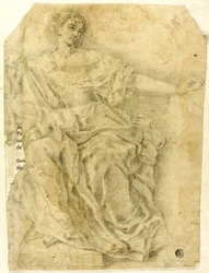 Sittende allegorisk kvinnefigur