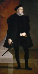 Portrett av keiser Karl V (1500-1558) - Francesco Terzio (Terzi) (ca. 1523-1591). Olje på lerret, ca. 1550. Dimensjon : 204x108 cm. Kunsthistorisk museum, Vienne