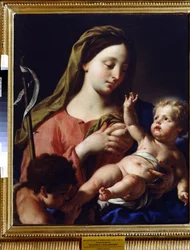 Jomfruen og barnet (Jomfruen og barnet). Maleri av Francesco Trevisani (1656-1746). Olje på lerret, 76,5 x 69,5 cm. Italiensk kunst, barokkstil. Regionalt kunstgalleri, Tambov (Russland).