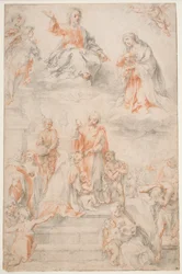 Den hellige Ansano døper Sieneserne, ca. 1593 (kritt på papir)
