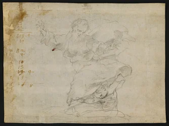 Studier for Kristus som gir et nytt hjerte til Saint Catherine av Siena (recto); Gud Faderen i luften med utstrakte armer (verso)