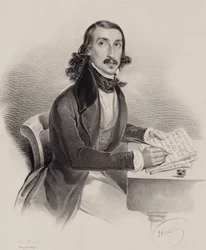 Portrett av sangeren og komponisten Giacinto Marras 1810-1883, 1840.