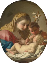 Francesco de Mura Madonna og barnet med spedbarnet Johannes døperen