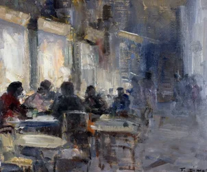 Schmidt kafé om natten, av Francesco di Marino (1892-1954)