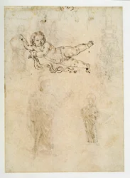 Studie av et barn; et skulpturert ornament; en harpy …
