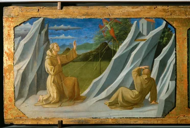 Den hellige Frans av Assissi mottar stigmata Sept (olje på tre)