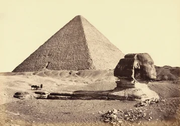Den store pyramiden i Giza og sfinksen, Egypt. 19. århundre.