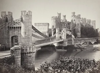 Conwy Castle og hengebroen sett fra øya (687)