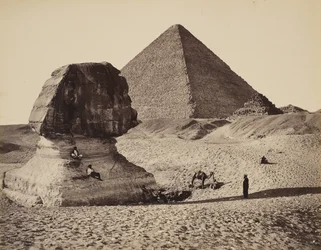 Sfinxen, Den store pyramiden og to mindre pyramider, Ghizeh, Egypt
