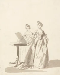 Studie for portrettet av prinsesse Louisa og dronning Caroline Matilda av Danmark