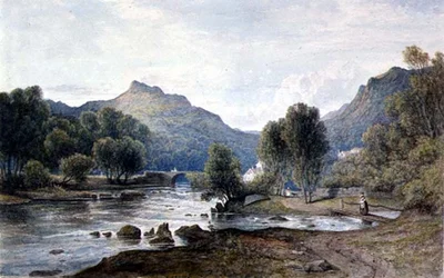PD.9-1997 A View in Wales, ca. 1826 (akvarell på papir)