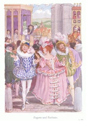 Hedninger og puritanere (fargelitografi)