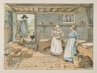 Meierimannen, fra Fire og tjue arbeidere, utgitt 1900 (fargelitografi)