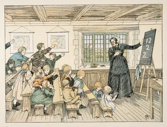 Dame, fra Fire og tjue arbeidere, utgitt 1900 (fargelitografi)