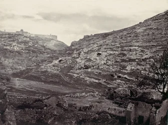 Mount Moriah, Jerusalem, fra brønnen til En Rogel, ca. 1857.